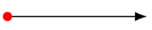 arrow facing right with red dot on left end